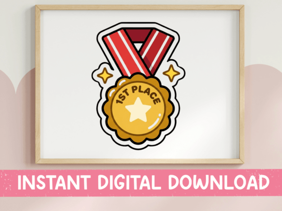 1st Place Gold Medal Sticker: A Shiny Addition for T-Shirt Designs and Graphics