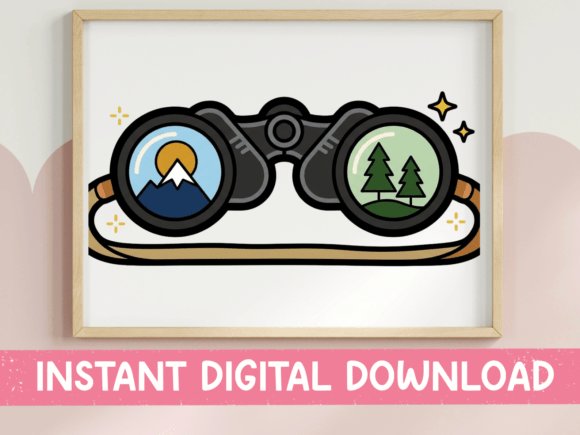 Adventure Binoculars Outdoor Sticker: A Perfect Fit for T-Shirt Designs and Graphics