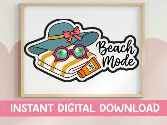 Beach Mode Hat Sunglasses Sticker: Perfect for T-Shirt Designs and Graphics