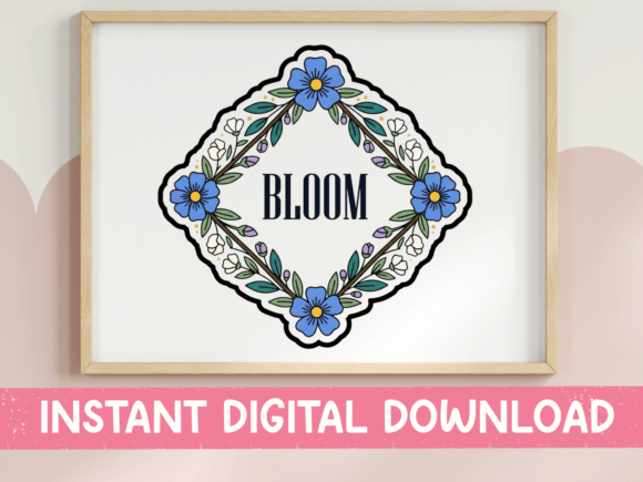Bloom Floral Diamond Frame Sticker: Graphics for T-Shirt Designs