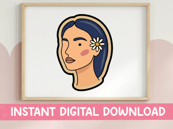 Boho Woman Face Graphics for T-Shirt Designs