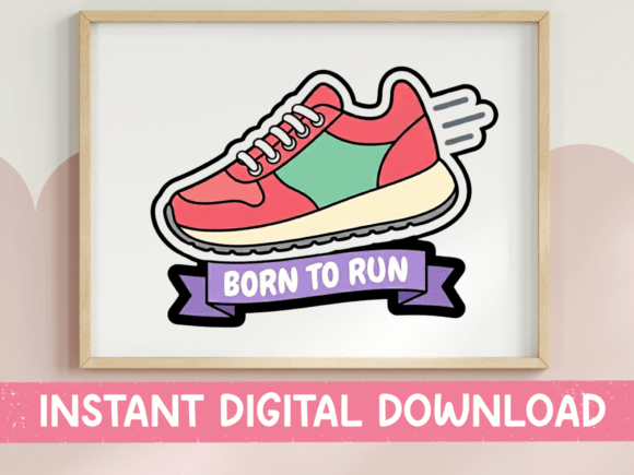 Born to Run Sneaker Sticker: A Bold Embroidery Design
