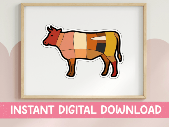 Butcher Chart Cow Sticker: A Graphic for T-Shirt Designs