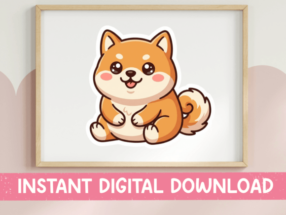 Charming Kawaii Shiba Inu Puppy Sticker SVG