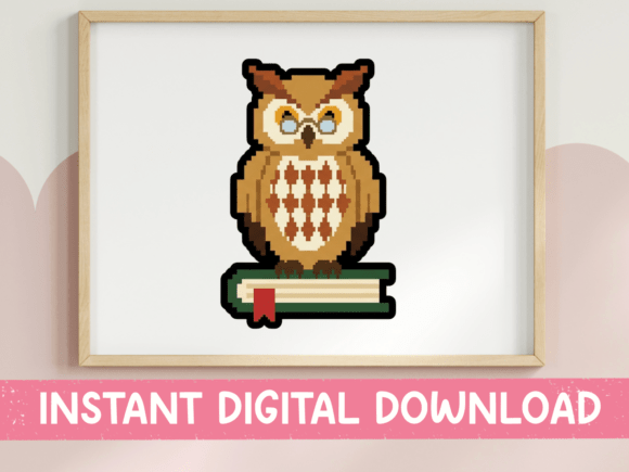 Charming Pixel Owl on Book Sticker Review