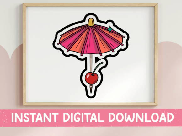 Cocktail Umbrella Sticker SVG PNG for T-Shirt Designs and Graphics