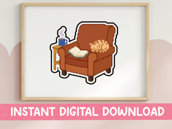 Cozy Cat Reading Chair: A Charming T-Shirt Design Graphic