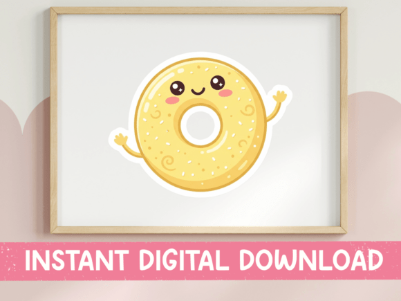 Cute and Charming: Kawaii Donut for Graphics and T-Shirts