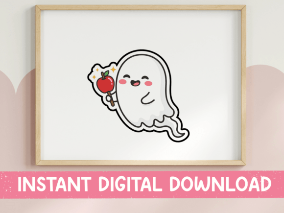 Cute Ghost with Apple Kawaii Sticker Review