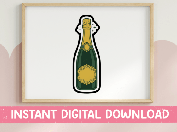 Dark Green Champagne Bottle Sticker: A T-Shirt Designs Graphics Gem