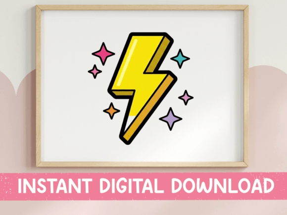 Electric Bolt Sparkle Sticker: A Bold Embroidery Design