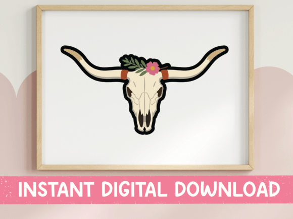 Elegant Floral Bull Skull for Graphics and T-Shirt Designs