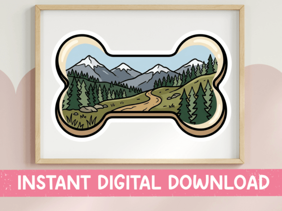 Exploring Dog Bone Mountain Landscape Sticker SVG for T-Shirt Designs