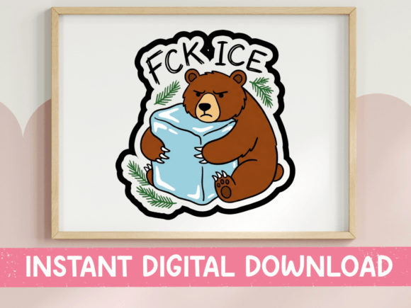 Fck Ice Bear Hugging Block Sticker SVG for T-Shirt Designs and Graphics