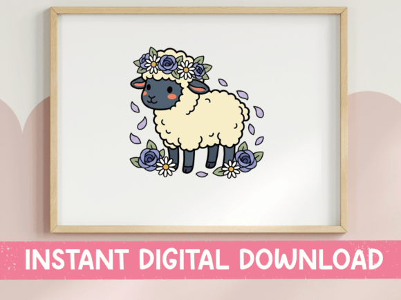 Floral Lamb Spring Sticker: Graphics for T-Shirt Designs