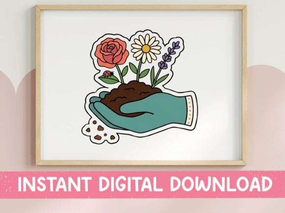 Gardening Glove Floral Handful Sticker Graphics Review
