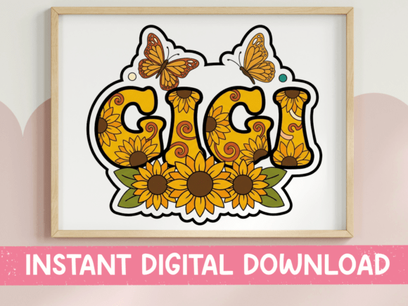 Gigi Sunflower Butterfly Boho Sticker: A Bold T-Shirt Graphics Asset