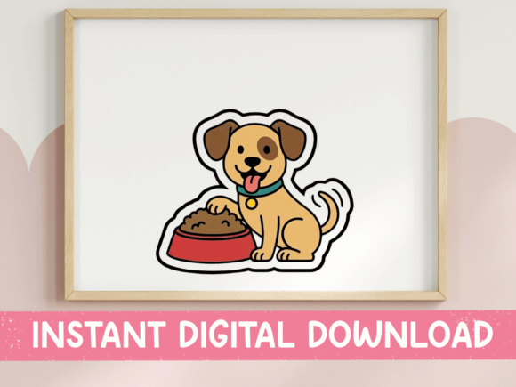 Happy Puppy with Food Bowl Sticker Review