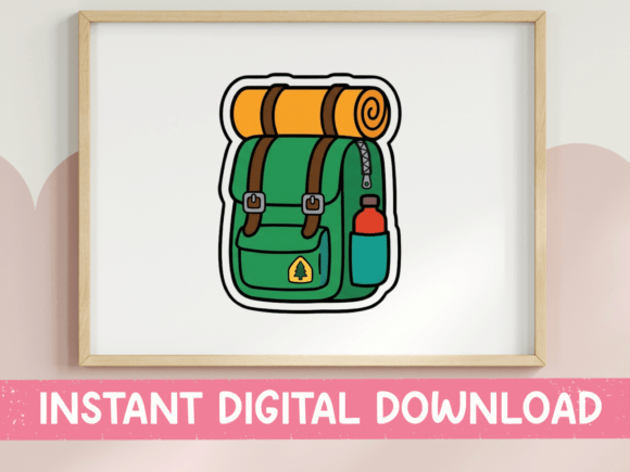 Hiking Backpack Sticker Design: Graphics for T-Shirt Designs
