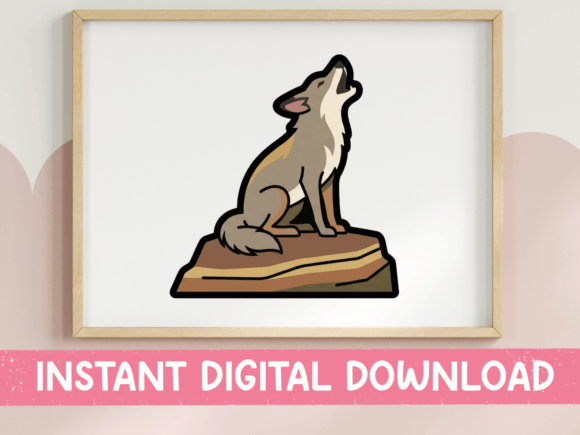 Howling Wolf on Rock Sticker: A Versatile T-Shirt Design Graphic