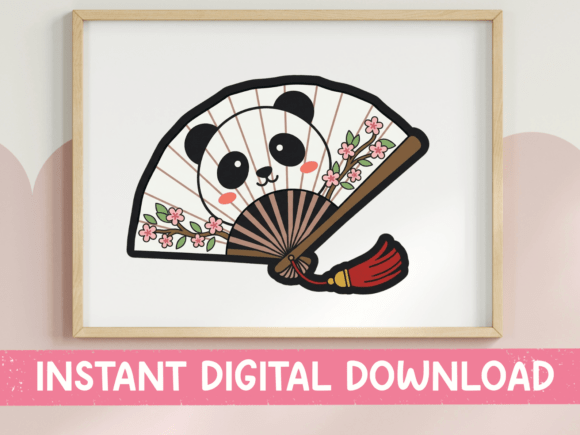 Kawaii Panda Fan Sticker: A Perfect Fit for T-Shirt Designs and Graphics