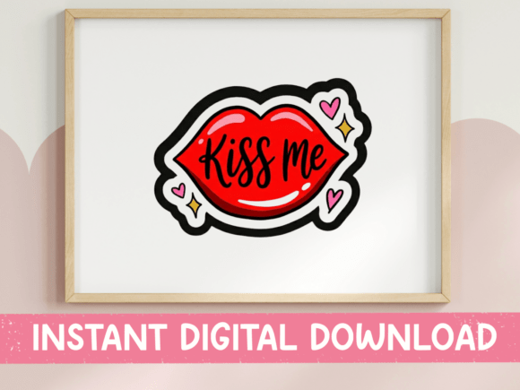 Kiss Me Red Lips Sticker SVG: A Bold Graphics Choice for T-Shirt Designs