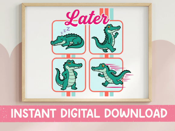 Later Alligator Sticker Sheet: A Fun T-Shirt Design Graphics Asset