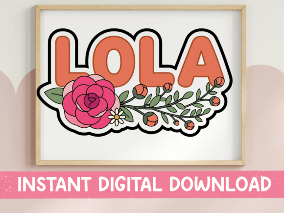 Lola Retro Rose Floral Sticker: Graphics for T-Shirt Designs