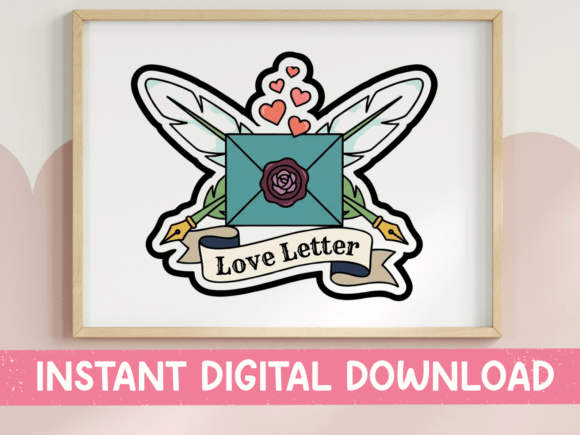 Love Letter Tattoo Style Sticker: Graphics for T-Shirt Designs
