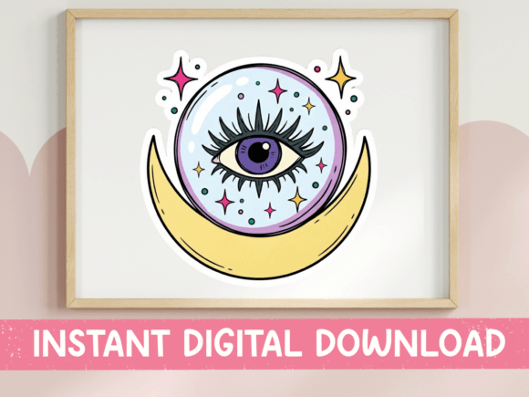 Mystical Eye Moon Sticker SVG PNG for T-Shirt Designs & Graphics
