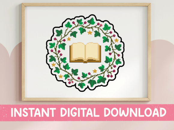 Open Book Ivy Wreath for T-Shirt Designs and Graphics