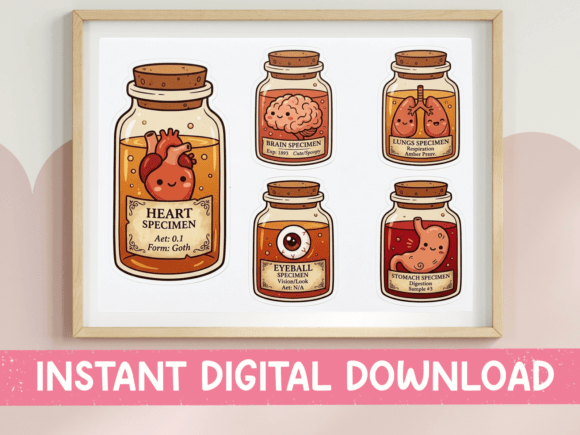 Review: Kawaii Anatomy Specimen Jars Sticker SVG for Graphics