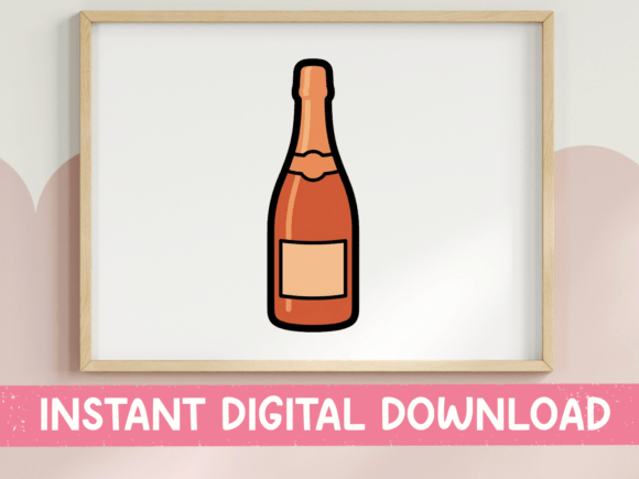 Rose Gold Champagne Bottle Sticker: A Graphics Gem for T-Shirt Designs