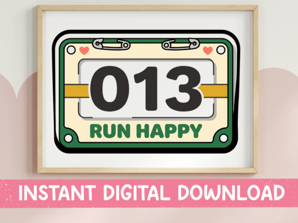Run Happy Race Bib Sticker: A Perfect Graphics for T-Shirt Designs