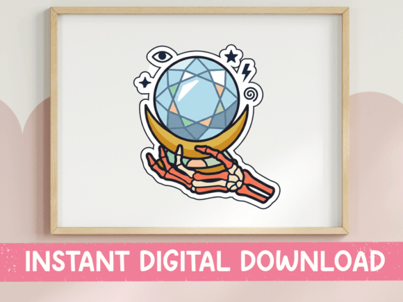 Skeleton Hand Crystal Ball Sticker: A Unique Graphic for T-Shirt Designs