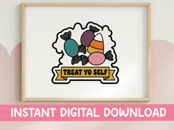 Treat Yo Self Halloween Candy Sticker for T-Shirt Designs