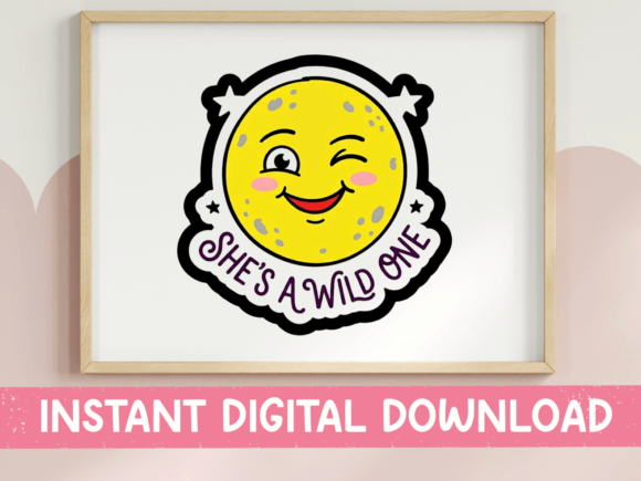 Wild One Winking Moon Sticker SVG: A Playful Embroidery Design