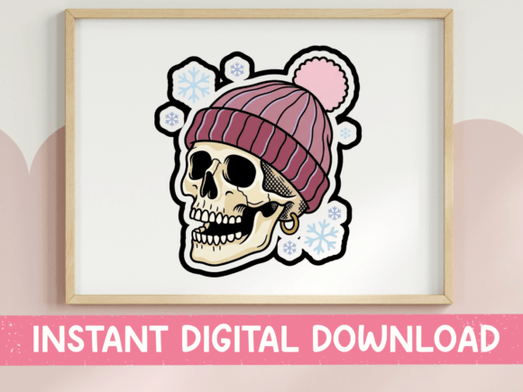 Winter Skull Beanie Sticker: A Unique Graphic for T-Shirt Designs