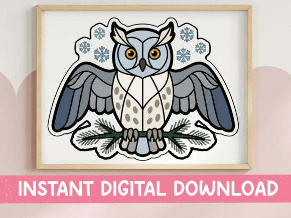 Winter Snowy Owl Sticker Design for T-Shirt Graphics