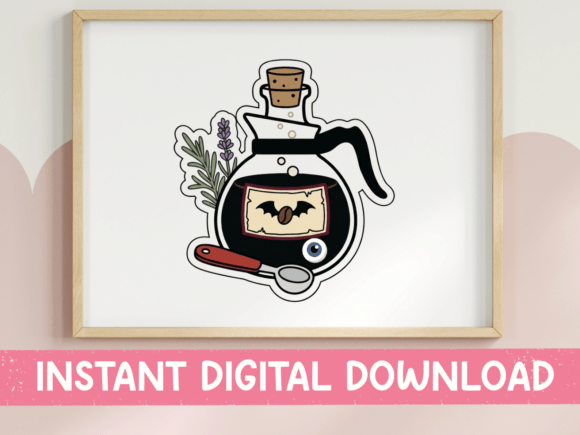 Witchy Coffee Potion Bottle Sticker: Perfect for Graphics and T-Shirt Designs