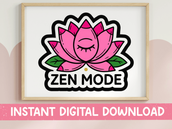 Zen Mode Pink Lotus Sticker: A Versatile Graphic for T-Shirt Designs